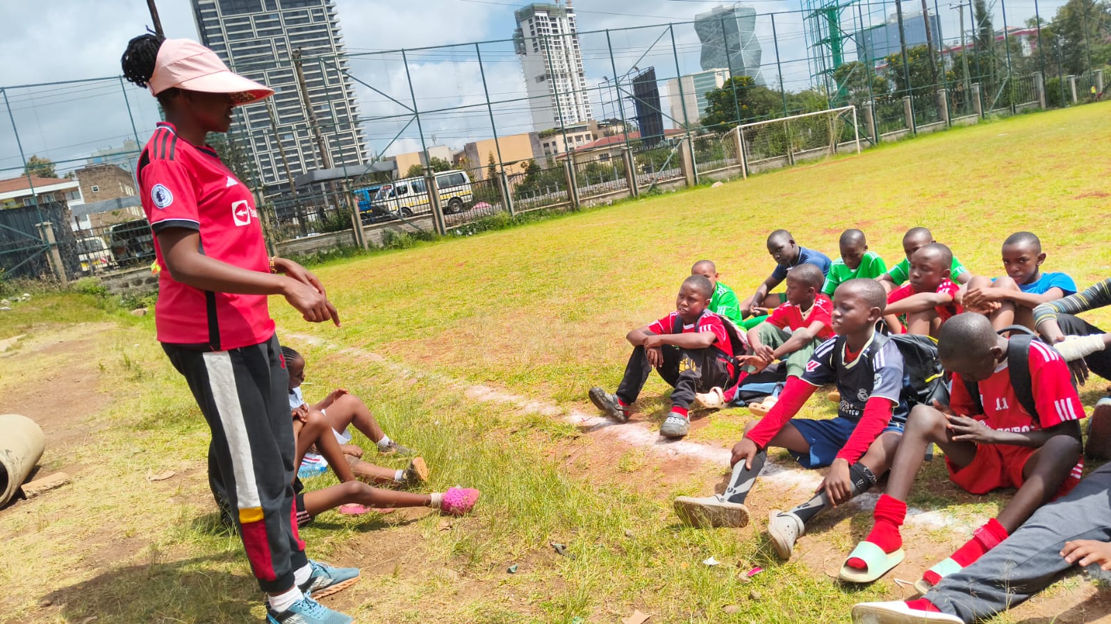 Coach giving team talk